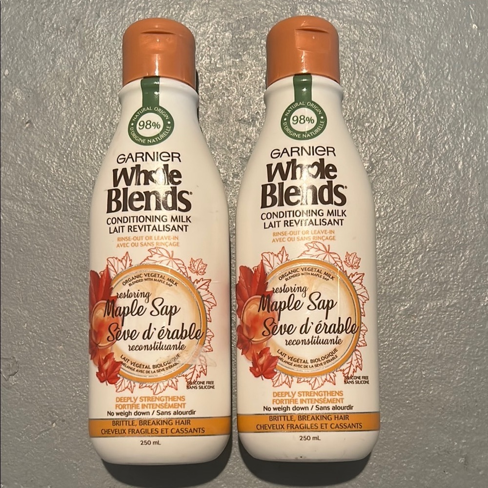 NEW bundle of two Garnier Whole Blends Maple Sap Conditioning Milk leave in